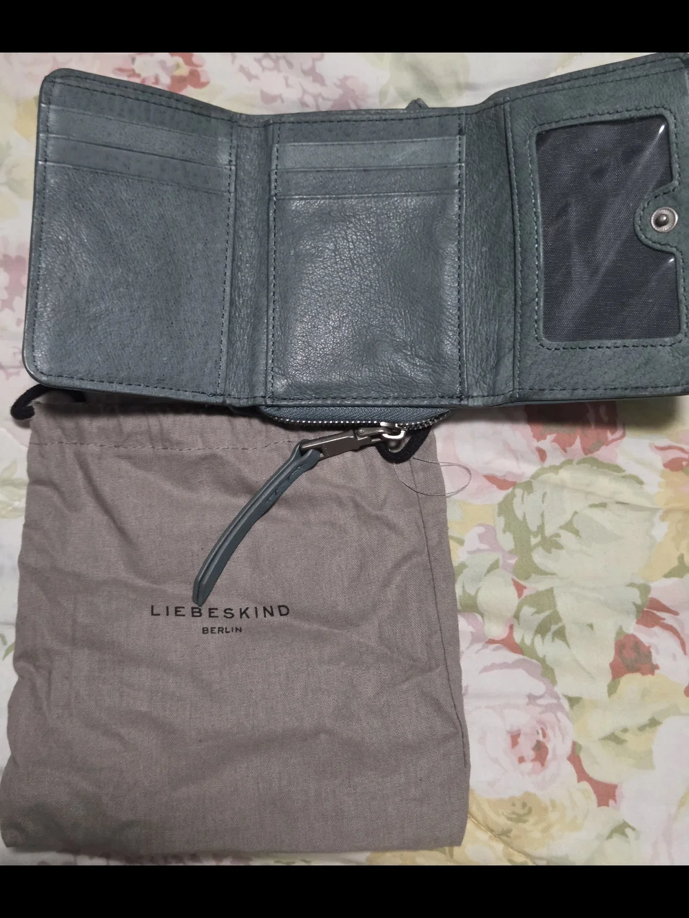 Liebeskind Blue/green Pebbled Leather Small Wallet